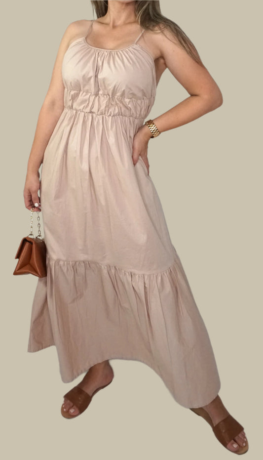 Paulina Beige Maxi Dress